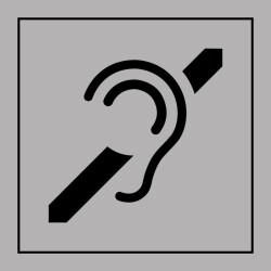 Signalétique d'information - Accessibilité malentendant - ISO 7001  - 125 x 125 mm - Gris