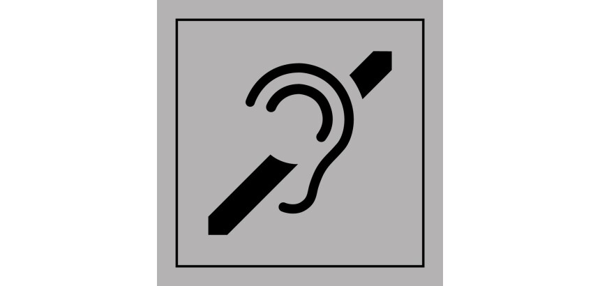 Signalétique d'information - Accessibilité malentendant - ISO 7001  - 125 x 125 mm - Gris