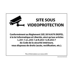 Panneau Site sous vidéoprotection - Signalisation de sécurité  - 300 x 420 mm - Blanc - PVC