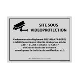 Panneau Site sous vidéoprotection - Signalisation de sécurité  - 210 x 150 mm - Gris - Vinyle Souple Autocollant