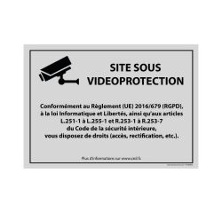 Panneau Site sous vidéoprotection - Signalisation de sécurité  - 210 x 150 mm - Gris - Vinyle Souple Autocollant