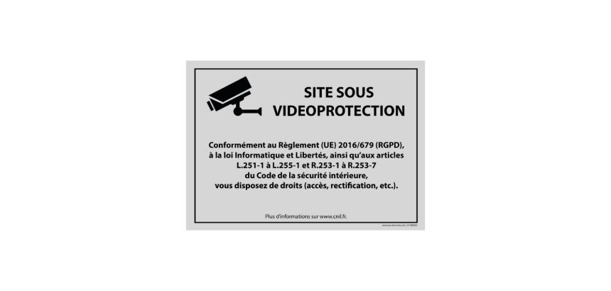 Panneau Site sous vidéoprotection - Signalisation de sécurité  - 210 x 150 mm - Gris - Vinyle Souple Autocollant