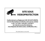 Panneau Site sous vidéoprotection - Signalisation de sécurité  - 210 x 150 mm - Blanc - Vinyle Souple Autocollant