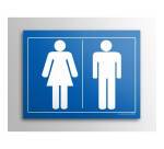 Plaque gravée - Pictogramme WC homme/femme - 10 x 14 cm - Gravoply  - Bleu
