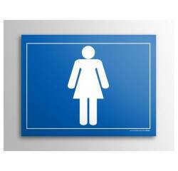 Plaque gravée - Toilettes picto Femme - 10x14 cm - Gravoply  - Blanc