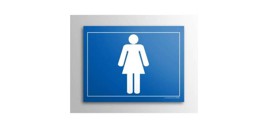 Plaque gravée - Toilettes picto Femme - 10x14 cm - Gravoply  - Bleu
