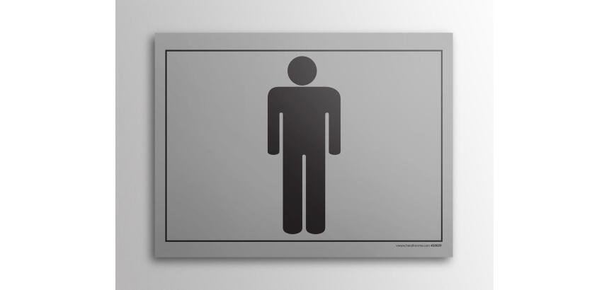 Signalétique WC - Toilettes Hommes - 10 x 14 cm - Gravoply®  - Blanc