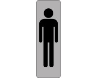 Signalétique WC homme – Panneau adhésif – Silhouette pictogramme  - 150 x 47 mm - Argent