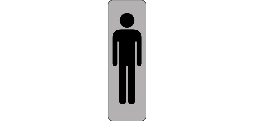 Panneau WC Homme adhésif PVC ou alu brossé – 2 formats  - 250 x 80 mm - Blanc