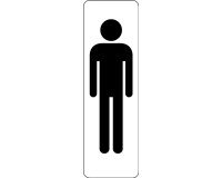 Signalétique WC homme – Panneau adhésif – Silhouette pictogramme  - 250 x 80 mm - Blanc