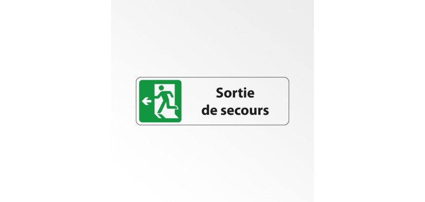 Panneau Sortie de secours adhésif – PVC ou aluminium brossé  - 250 x 80 mm - Blanc