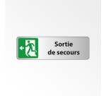 Panneau Sortie de secours adhésif – PVC ou aluminium brossé  - 150 x 47 mm - Blanc