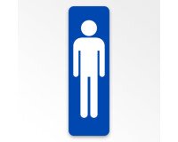 Signalétique WC homme – Panneau adhésif – Silhouette pictogramme  - 250 x 80 mm - Bleu