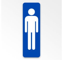 Signalétique WC homme – Panneau adhésif – Silhouette pictogramme  - 250 x 80 mm - Bleu