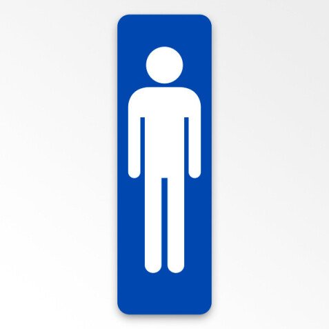 Signalétique WC homme – Panneau adhésif – Silhouette pictogramme  - 250 x 80 mm - Bleu