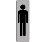 Panneau WC Homme adhésif PVC ou alu brossé – 2 formats  - 250 x 80 mm - Blanc