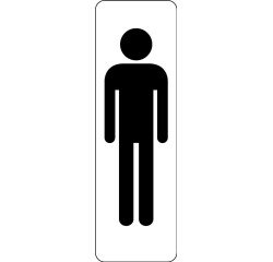 Panneau WC Homme adhésif PVC ou alu brossé – 2 formats  - 150 x 47 mm - Blanc