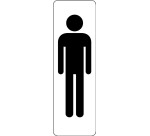 Panneau WC Homme adhésif PVC ou alu brossé – 2 formats  - 150 x 47 mm - Blanc