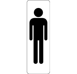 Signalétique WC homme – Panneau adhésif – Silhouette pictogramme  - 150 x 47 mm - Blanc