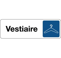 Signalétique vestiaire – Pictogramme cintre – Plaque de porte  - 250 x 80 mm - Blanc