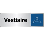 Panneau “Vestiaires” pictogramme cintre – adhésif PVC/Alu  - 250 x 80 mm - Blanc