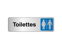 Panneau WC - Toilettes Mixtes Femme/Homme - Fixation adhésive  - 250 x 80 mm - Blanc