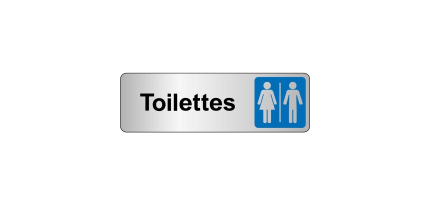 Panneau WC - Toilettes Mixtes Femme/Homme - Fixation adhésive  - 250 x 80 mm - Blanc