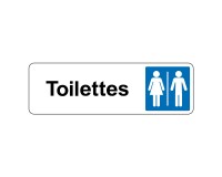 Panneau WC - Toilettes Mixtes Femme/Homme - Fixation adhésive  - 250 x 80 mm - Blanc