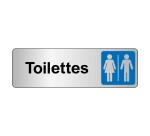 Panneau WC - Toilettes Mixtes Femme/Homme - Fixation adhésive  - 150 x 47 mm - Blanc