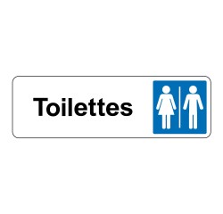 Panneau WC - Toilettes Mixtes Femme/Homme - Fixation adhésive  - 150 x 47 mm - Blanc