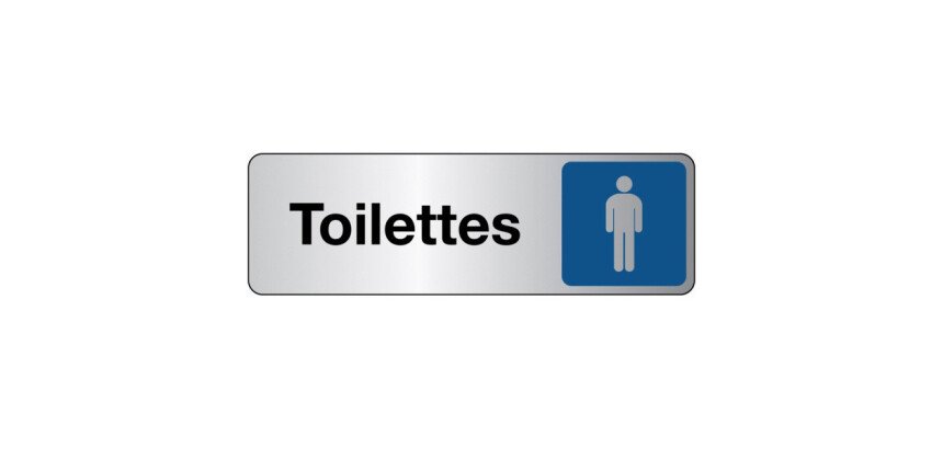 Panneau Toilettes Homme – Signalétique adhésive  - 150 x 47 mm - Blanc