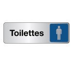 Panneau Toilettes Homme – Signalétique adhésive  - 150 x 47 mm - Argent