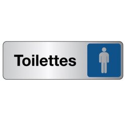 Panneau Toilettes Homme – Signalétique adhésive  - 250 x 80 mm - Blanc