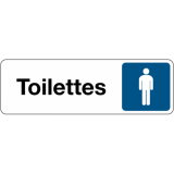 Panneau adhésif - Toilettes Homme - Signalétique avec pictogramme  - 250 x 80 mm - Blanc