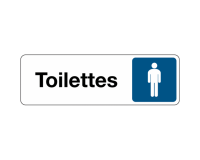 Panneau adhésif - Toilettes Homme - Signalétique avec pictogramme  - 250 x 80 mm - Blanc