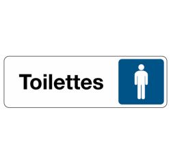 Panneau adhésif - Toilettes Homme - Signalétique avec pictogramme  - 250 x 80 mm - Blanc