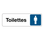 Panneau Toilettes Homme – Signalétique adhésive PVC/Alu  - 250 x 80 mm - Blanc