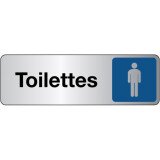 Panneau adhésif - Toilettes Homme - Signalétique avec pictogramme  - 250 x 80 mm - Argent