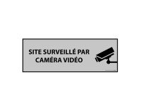 Panneau d'information - Pictogramme de sécurité Vidéo surveillance  - 297 x 105 mm - Gris - Vinyle Souple Autocollant