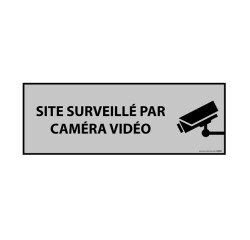 Panneau d'information - Pictogramme de sécurité Vidéo surveillance  - 297 x 105 mm - Gris - Vinyle Souple Autocollant