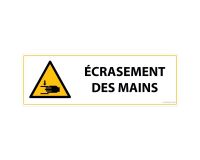 Panneau de Danger - Écrasement des mains - W024 - ISO 7010  - 297 x 105 mm - Vinyle Souple Autocollant