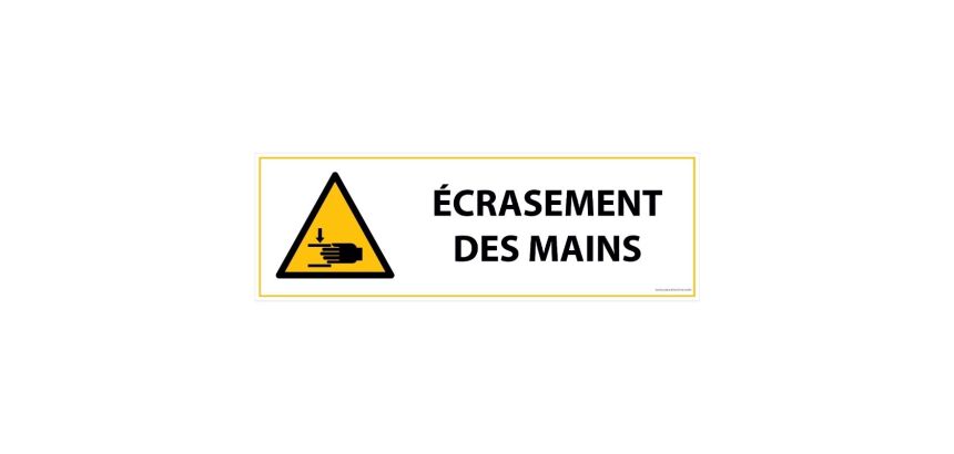 Panneau de Danger - Écrasement des mains - W024 - ISO 7010  - 297 x 105 mm - Vinyle Souple Autocollant