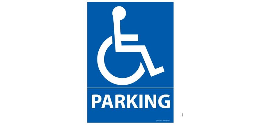 Panneau de signalisation Parking avec picto Handicapé pour ERP    - 210 x 150 mm - PVC 2 mm