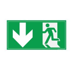 Panneau d'évacuation - Pictogramme Sortie de secours - ISO 7010  - 200 x 100 mm - Vinyle Souple Autocollant