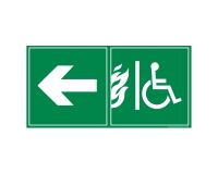 Panneau d'évacuation PMR - Sortie de secours - Flèche à gauche