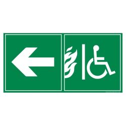 Panneau d'évacuation PMR - Sortie de secours - Flèche à gauche