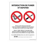 Panneau signalétique - Interdiction de fumer et vapoter - ISO 7010  - 150 x 210 mm - Vinyle Souple Autocollant