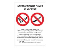 Panneau signalétique - Interdiction de fumer et vapoter - ISO 7010  - 150 x 210 mm - PVC