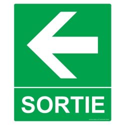 Panneau directionnel - Sortie flèche gauche - Vinyle 300 x 250 mm  - Vinyle Souple Autocollant