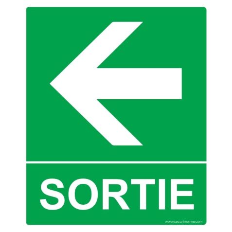 Panneau directionnel - Sortie flèche gauche - Vinyle 300 x 250 mm  - Vinyle Souple Autocollant